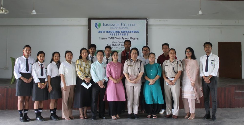 Khekali Y.Sema (NPS), DCP (Crime) addressing the anti-ragging awareness programme conducted at Immanuel College on August 29.